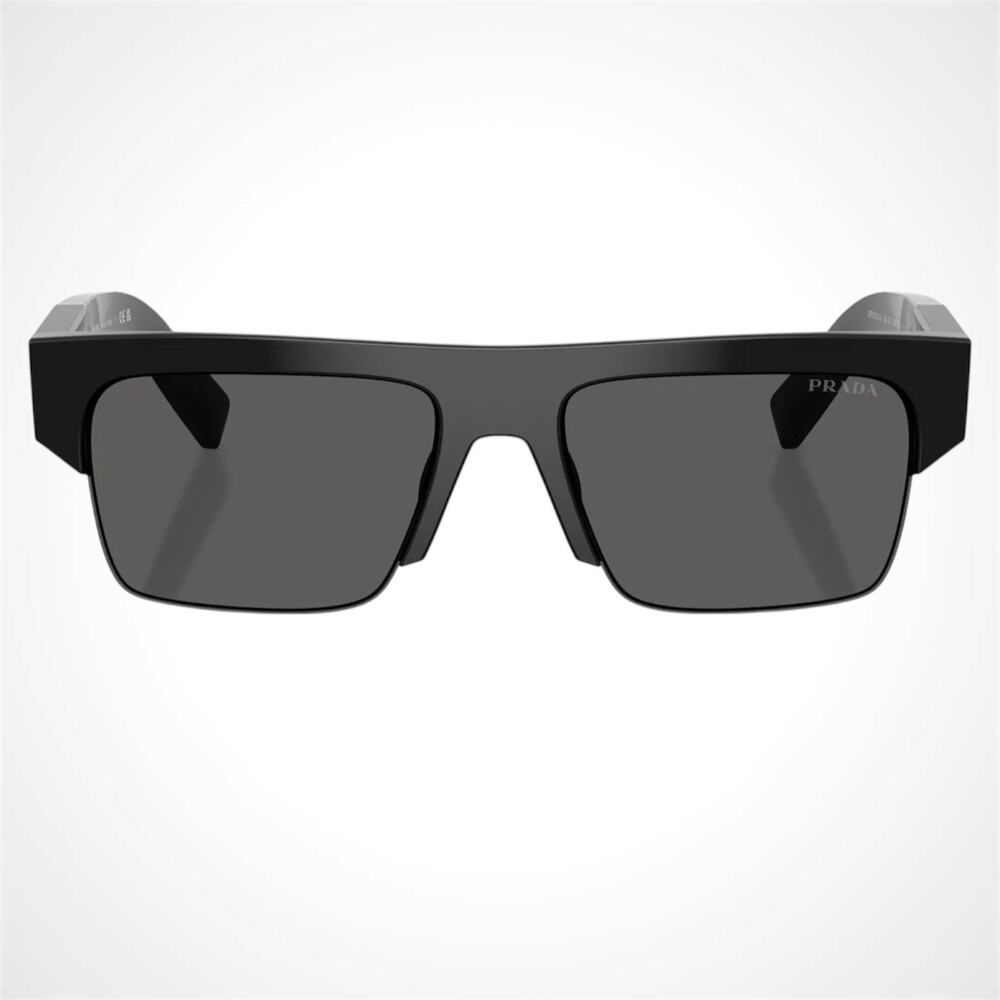 New PRADA Sunglasses Black Square Letter Logo Mens 55-18-145mm - Picture 2 of 5